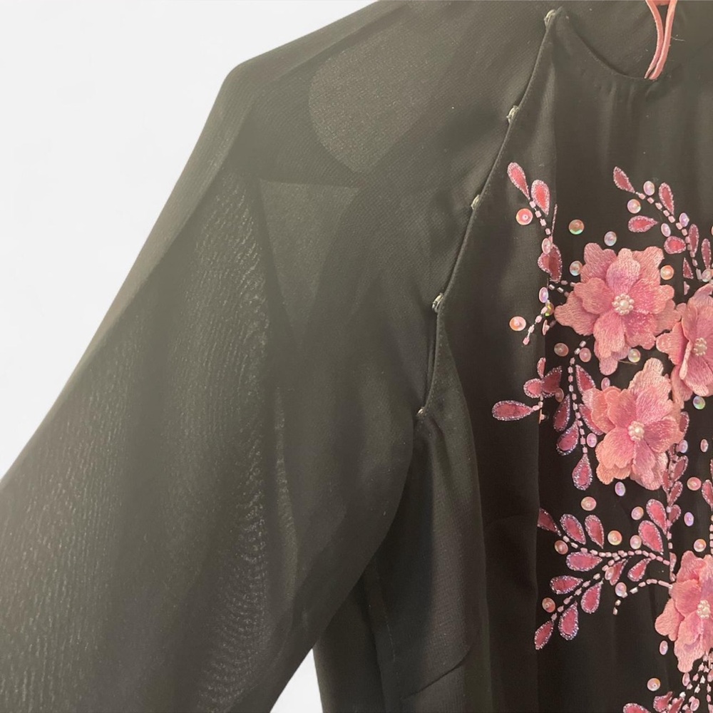 Vintage Ao Dai cherry blossom tunic dress - Picture 6 of 8